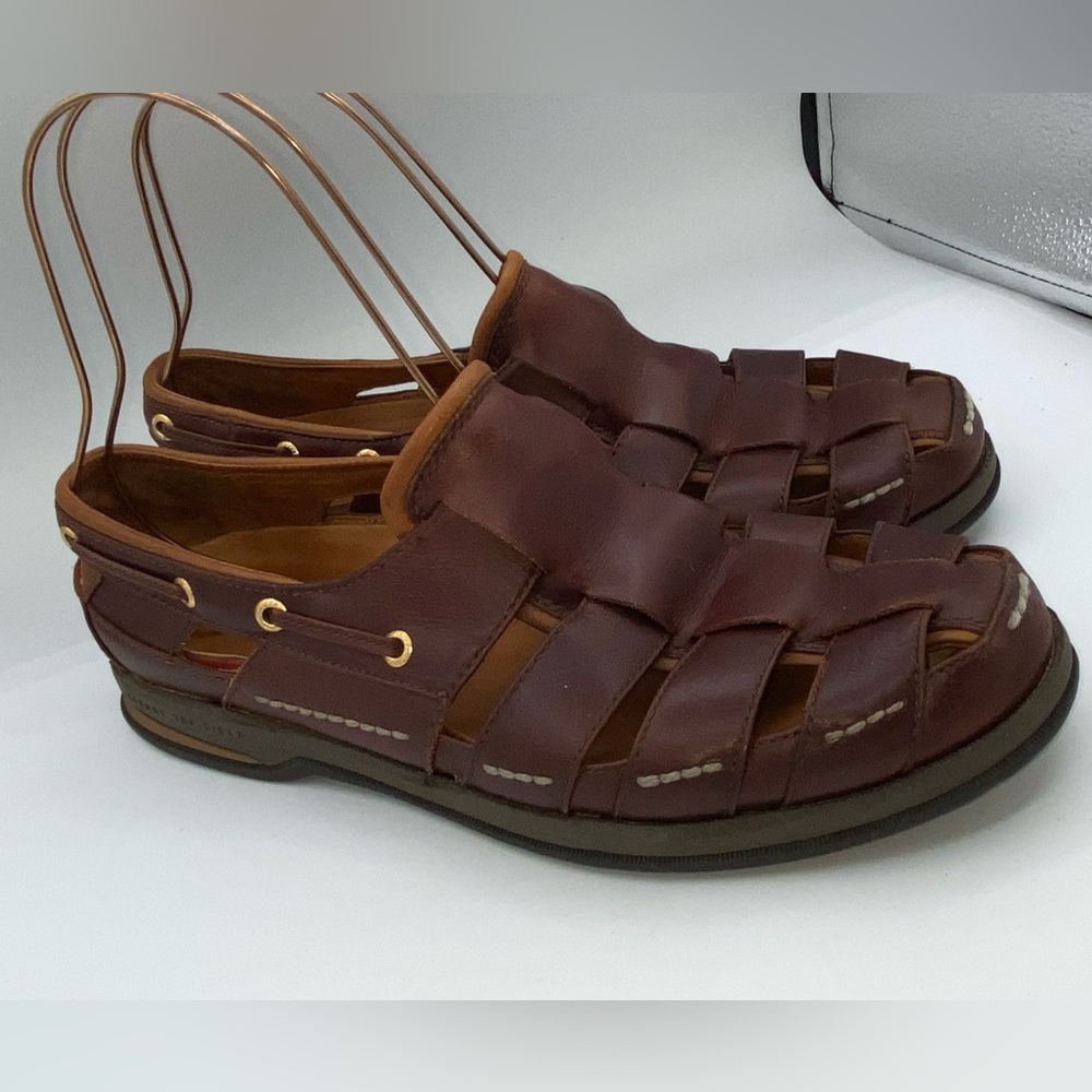 Sperry Top-Sider Gold Cup Leather Fisherman Sandals Deerskin Linings 11.5 M AA13 - Picture 5 of 10
